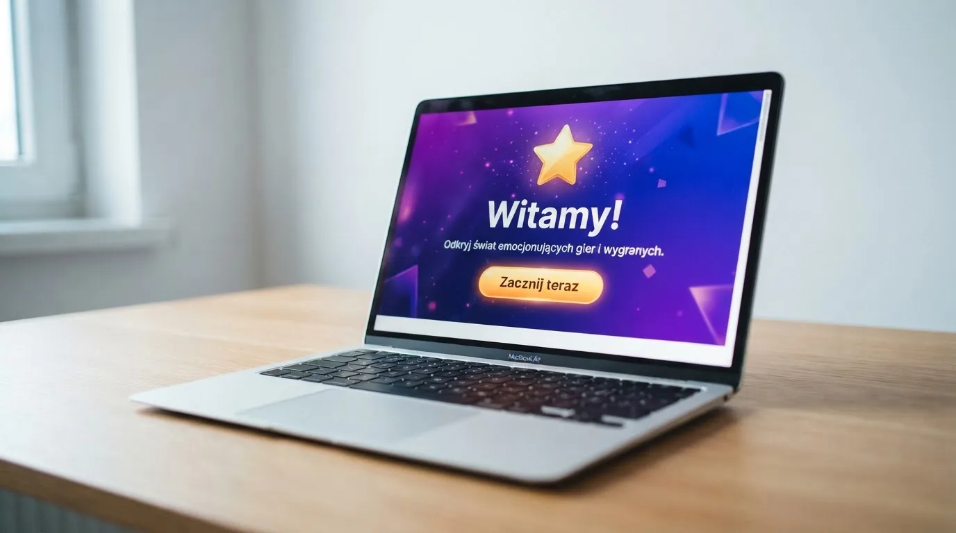 Strona powitalna nowo uruchomionego kasyna internetowego z banerem startowym.
